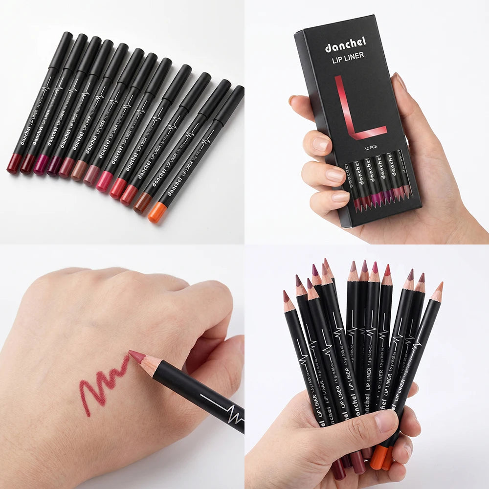 12 Colors Semi-Matte Lip Liner Pencil