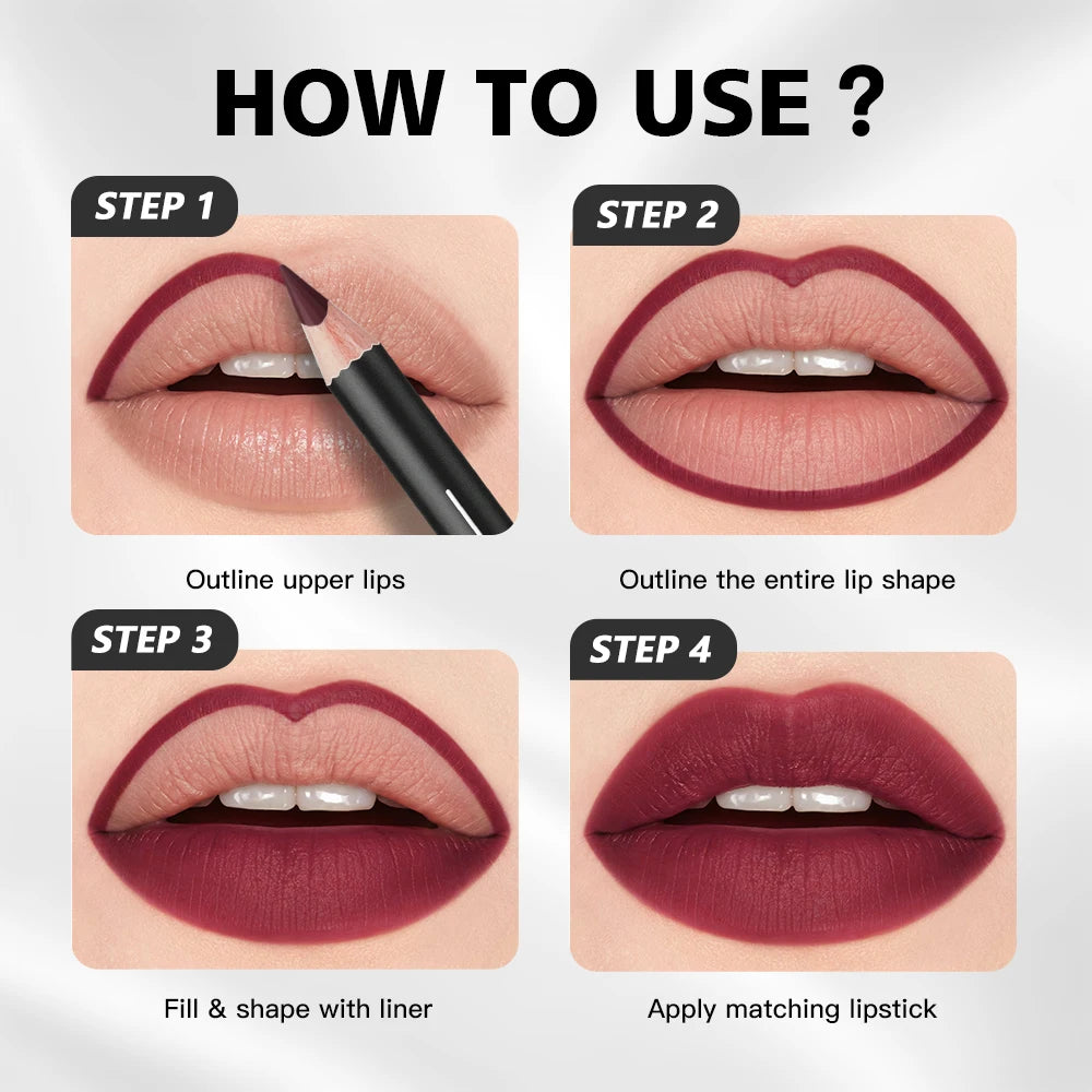 12 Colors Semi-Matte Lip Liner Pencil