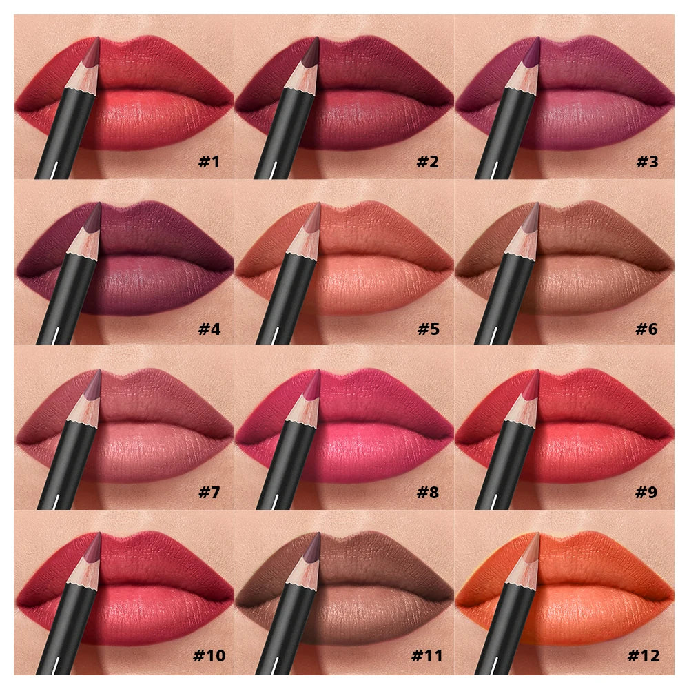 12 Colors Semi-Matte Lip Liner Pencil