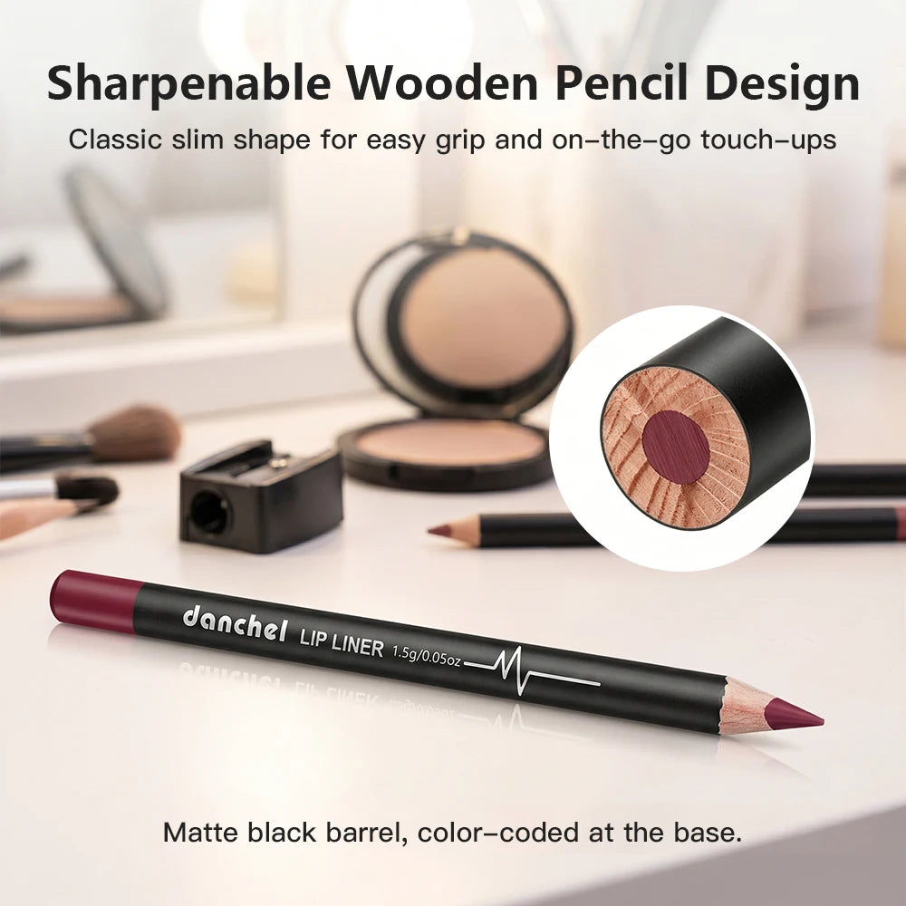 12 Colors Semi-Matte Lip Liner Pencil