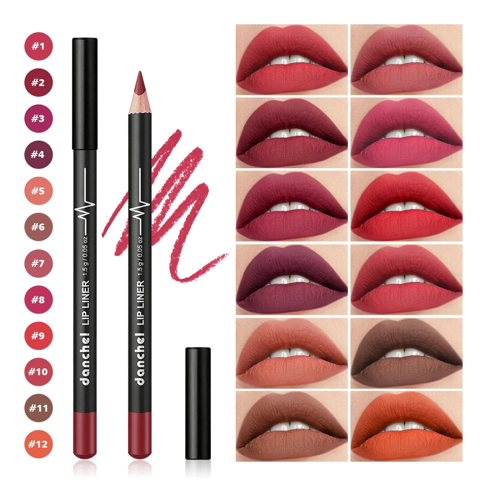 12 Colors Semi-Matte Lip Liner Pencil